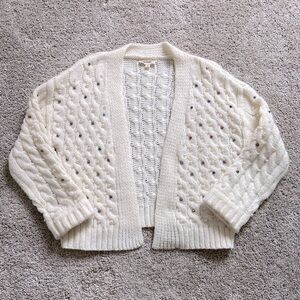 eesome • Ivory Chunky Knit Embellished Cardigan